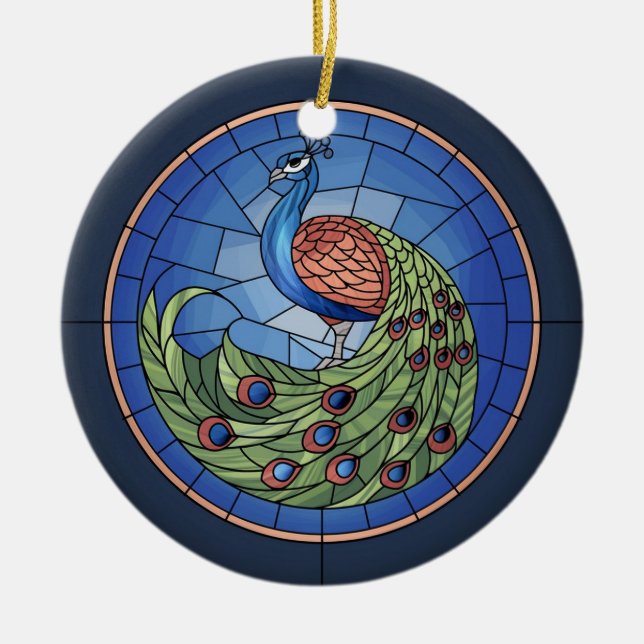 Ornamento De Cerâmica Arte De Vidro Manchada, Vidro De Peacock (Frente)