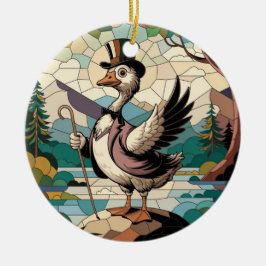 Ornamento De Cerâmica Arte de Vitral, Vitral Silly Goose