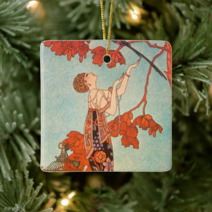 Ornamento De Cerâmica Arte Deco Antiga, Passaro Volúvel por George Barbi