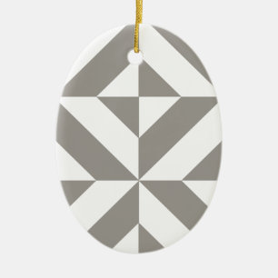 Ornamento De Cerâmica Arte Deco Geométrico Cinza Prata