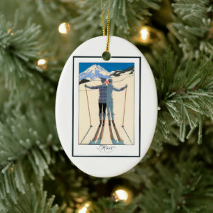 Ornamento De Cerâmica Arte Deco Vintage, Amantes na Neve por George Barb