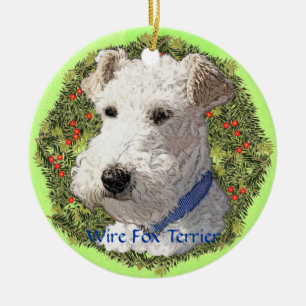 Ornamento De Cerâmica Arte do Fox Terrier do fio