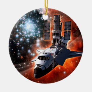 Ornamento De Cerâmica Arte do Telescópio Hubble do Ônibus Espacial Atlan