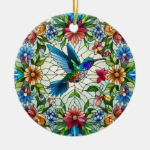 Arte em Vidro Pintado, Beija-flor em Vidro Pintado