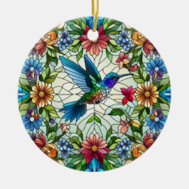 Ornamento De Cerâmica Arte em Vidro Pintado, Beija-flor em Vidro Pintado