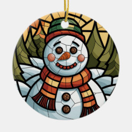 Ornamento De Cerâmica Arte em Vidro Pintado, Boneco de Neve em Vidro Pin