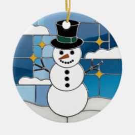 Ornamento De Cerâmica Arte em Vidro Pintado, Boneco de Neve em Vidro Pin