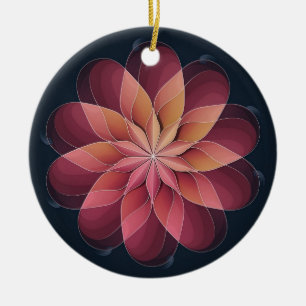 Ornamento De Cerâmica Arte em Vidro Pintado, Flor Abstrata em Vidro Pint