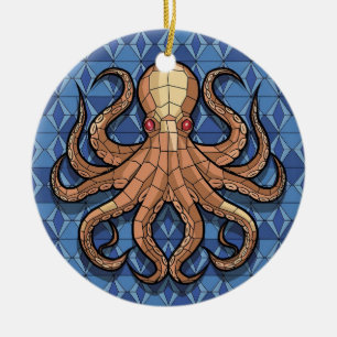Ornamento De Cerâmica Arte em Vidro Pintado, Polvo de Vidro Pintado