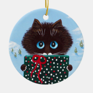 Ornamento De Cerâmica Arte engraçada de Natal do gato Ragdoll Creationar