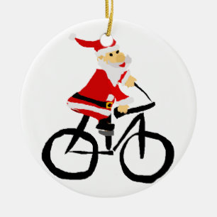 Ornamento De Cerâmica Arte engraçada do Natal da bicicleta da equitaç