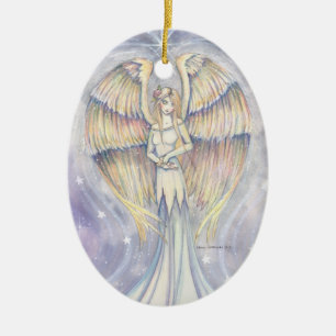 Ornamento De Cerâmica Arte Fantasia Anjo da Asa Dourada
