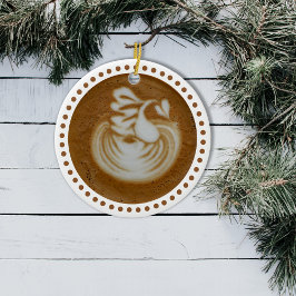 Ornamento De Cerâmica Arte Floral Baristas Em Latte