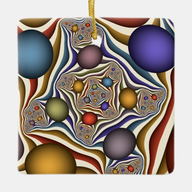 Ornamento De Cerâmica Arte Fractal Abstrato Colorida (Frente)