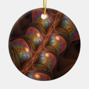 Ornamento De Cerâmica Arte Fractal Colorida Fluorescente Abstrato Brown