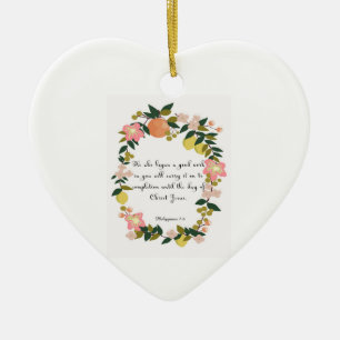 Ornamento De Cerâmica Arte inspirada cristã - 1:6 dos Philippians