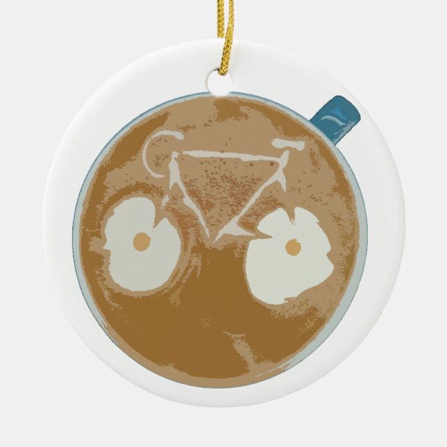 Ornamento De Cerâmica Arte Latte de Ciclismo (Frente)