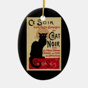 Ornamento De Cerâmica Arte Nova Vintage, Esta Noite Gato Preto