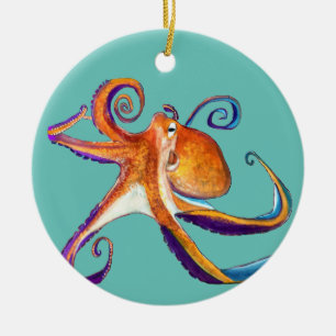 Ornamento De Cerâmica Arte octopus sealife