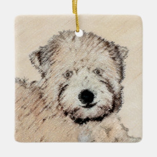 Ornamento De Cerâmica Arte original de pintura terrier com revestimento 