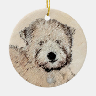 Ornamento De Cerâmica Arte original de pintura terrier com revestimento 