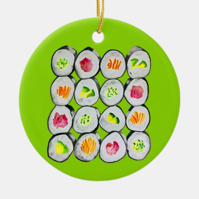 Ornamento De Cerâmica Arte para ilustração de sushi (Frente)