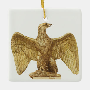 Ornamento De Cerâmica Arte Patriótica Águia Americana Dourada Vintage