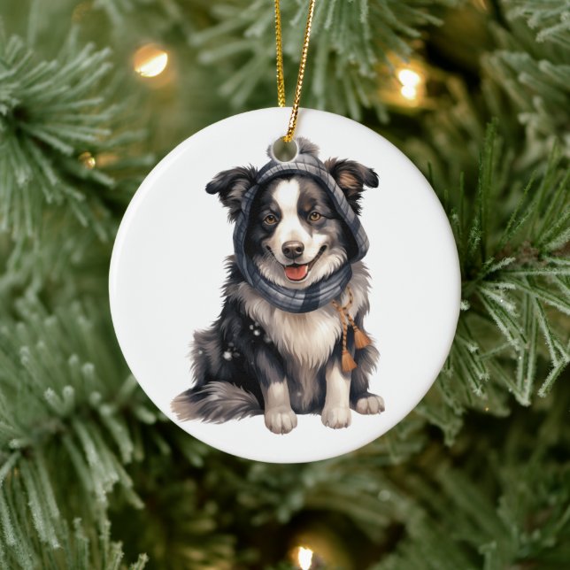 Ornamento De Cerâmica Arte Personalizada Collie Dog (Árvore)