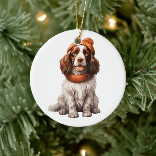 Ornamento De Cerâmica Arte personalizada de cães Springer Spaniel em ing (Árvore)