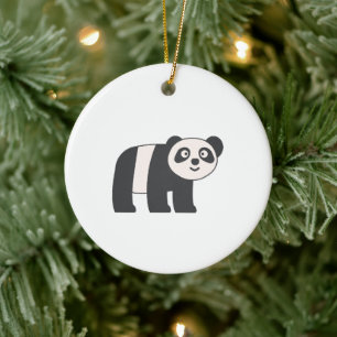 Ornamento De Cerâmica Arte Plana de Urso Panda Fofo Minimalista