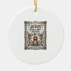 Ornamento De Cerâmica Arte Popular Jesus Fé Arte Popular Cristã Fé