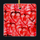 Ornamento De Cerâmica Arte romântica de corações vermelhos<br><div class="desc">Adorável ornamento de arte vermelha para o Natal e outras ocasiões especiais.</div>