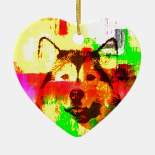 Ornamento De Cerâmica Arte Siberian Husky Dog