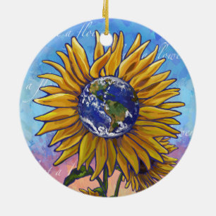 Ornamento De Cerâmica Arte Sunflower Earth