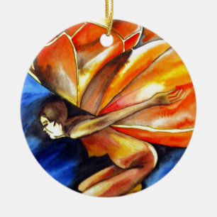 Ornamento De Cerâmica Arte surreal original de fantasia da menina borbol