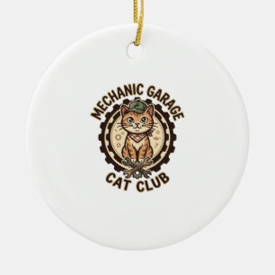 Ornamento De Cerâmica Arte Vetorial de Gato de Oficina Mecânica - Oficin