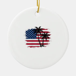Ornamento De Cerâmica Arte vetorial de palmeira bandeira americana patri