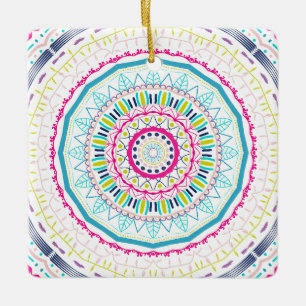 Ornamento De Cerâmica Arte Vibrante e Colorida de Mandala