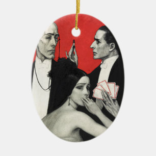 Ornamento De Cerâmica Arte Vintage Art Deco Noir Mystery Poker Benda Art