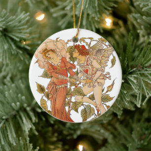 Ornamento De Cerâmica Arte Vitoriano Antigo, Rosa por Walter Crane