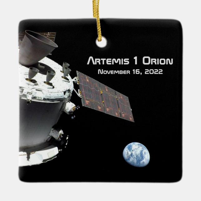 Ornamento De Cerâmica Artemis Orion Spacecraft Blue Marble (Frente)