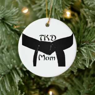 Ornamento De Cerâmica Artes marciais Black Belt TKD Mãe