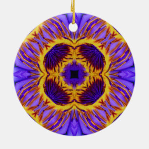 Ornamento De Cerâmica Artes Psicodélicas Flores - Flor Roxo e Amarelo