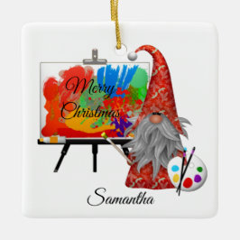 Ornamento De Cerâmica Artista Feriado Gnomo Personalizado