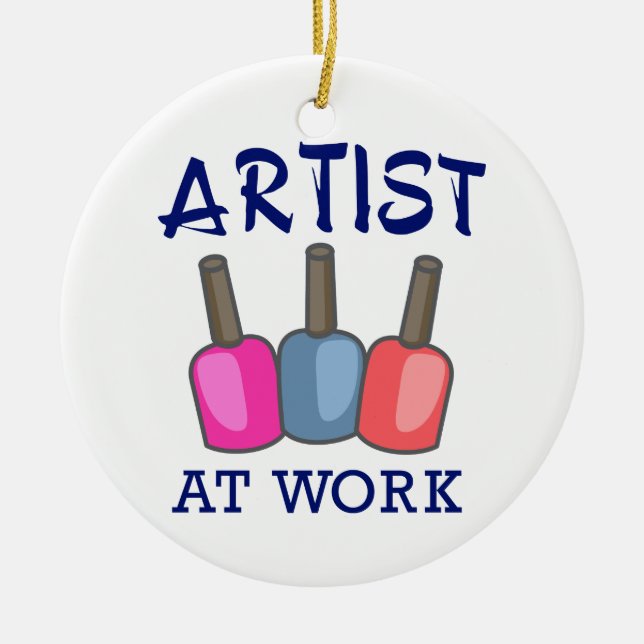 Ornamento De Cerâmica Artista no Trabalho (Frente)