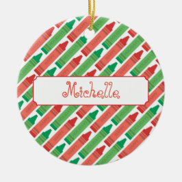 Ornamento De Cerâmica Artsy Personalizado, Camarões Vermelhos e Verdes