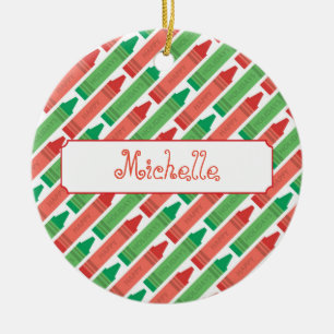 Ornamento De Cerâmica Artsy Personalizado, Camarões Vermelhos e Verdes