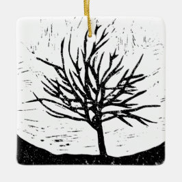 Ornamento De Cerâmica Árvore autóctone Lino Impressão
