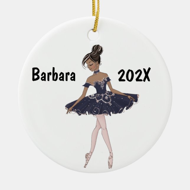 Ornamento De Cerâmica Árvore Ballerina Preta Personalizada (Frente)
