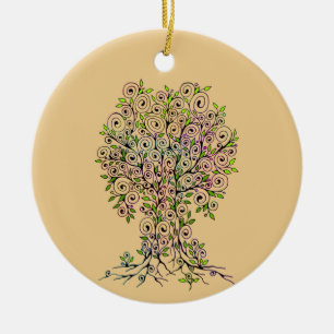 Ornamento De Cerâmica Árvore da Vida - Espirais Saem Frutas 1
